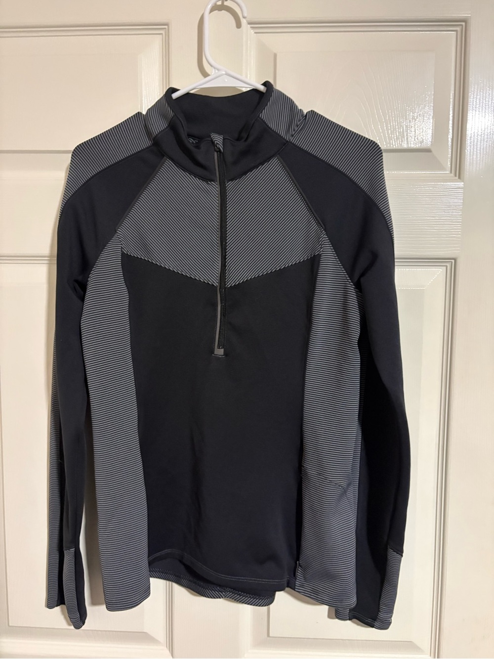 Athleta Black and Gray Half-Zip Women's Rash Guard